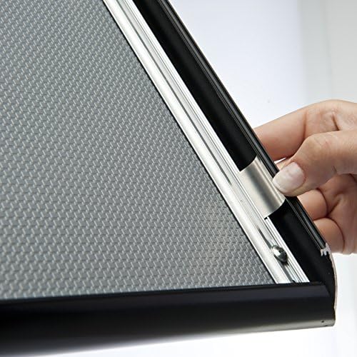M&T Displays Curved Menu Board, 8.5x11 inch Black Pedestal Sign Holder Floor Standing Aluminum Front Loading Easy Open Poster Message Advertisement Holder for Restaurant Cafe Hotel