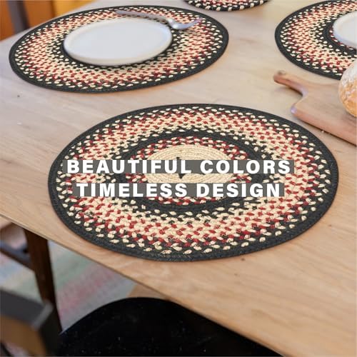 Homespice Gloucester Jute Braided Placemats, Round 15" Set of 6