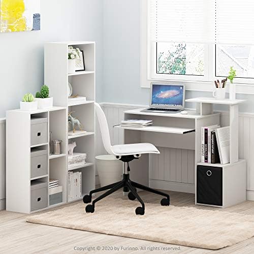 Furinno LUDER Book Shelf, 5-Cube Bookshelf, Reversible Bookcase with Open Shelves, 9.4 x 19.5 x 31.5, Easy Assembly, for Living Room, Bedroom, Home Office, Plain White