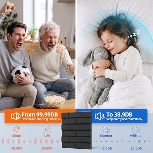 20 Pack Acoustic Panels with Self Adhesive, 11.8" X 11.8" X 0.36" High Density Sound Proof Foam Panels for Wall, Soundproof Wall Panel, Brick Sound Absorbing Panel for Home Studio Office Decor - Black