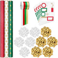 Hallmark Christmas Gift Wrapping Set, 3 Rolls (Gold, Red, Green, White)