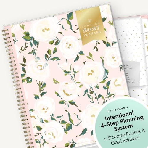 Blue Sky 2027 Weekly & Monthly Planner Calendar, 8.5"x11", Coming Up Roses
