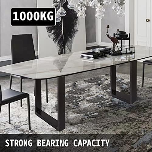 VEVOR Set of 2 Steel Table Legs, 28”Height 23”Wide Dining Table Legs,Heavy Duty 3.1" Square Box Section Square Table Legs, 28x23x3.1 Inch Black Industrial Country Style Metal Dining Legs