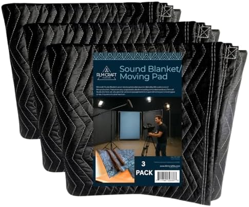 Filmcraft Studio Sound Blanket with Grommets 72 by 80 inch Heavy Duty Polyester (3 Pack)
