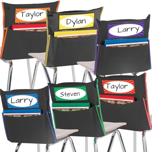 Really Good Stuff Store More Grouping Color Chair Pockets, 6-Pack, Black