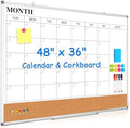 Large Dry Erase Calendar Whiteboard for Wall, 48" x 36" Month White Board