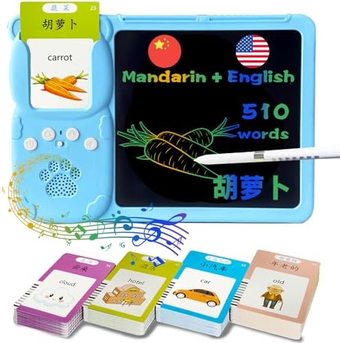Talking Flash Cards with Writing Tablet - Chinese English, Blue