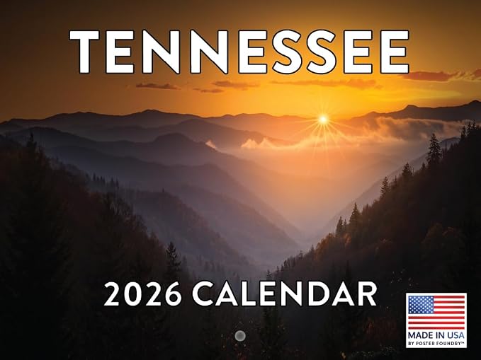 Tennessee Calendar 2026 Wall 12 Month Monthly TN Scenic Souvenirs Tennessean Themed Gifts | American Made In The USA