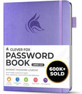 Clever Fox Password Book with Alphabetical Tabs, 7"x10" Keeper Lavender