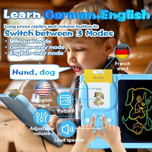 Talking Flash Cards with Writing Tablet - German English, Pink