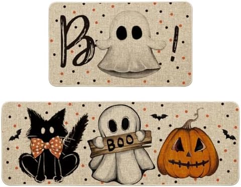 Artoid Mode Ghost Boo Halloween Kitchen Mats Set of 2-17x29+17x47