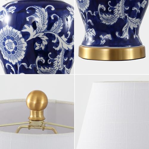JONATHAN Y Penelope Ginger Jar 22" LED Table Lamp, Navy/White