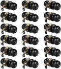 KNOBWELL Black Door Knobs - 18 Pack, Round Matte Black Privacy Door Knobs with Lock, Keyless Turn Lock for Bedroom or Bathroom Interior Doors