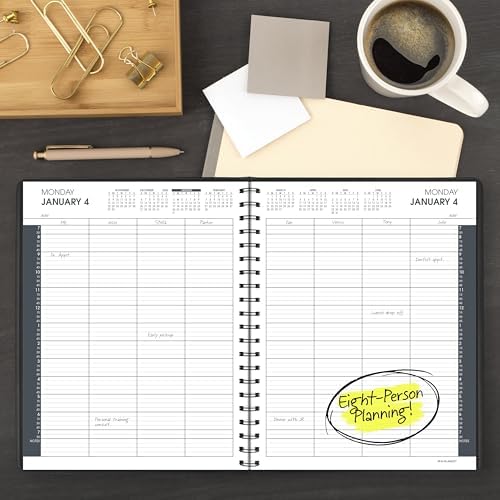 AT-A-GLANCE 2027 Appointment Book Planner, Daily Group Planner, 8.5" x 11", Eight Person, Two-Volume Set Jan-Jun & Jul-Dec, Black (7021205-27)