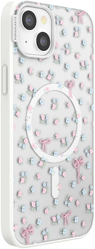 PopSockets iPhone 15 Plus Phone Case with MagSafe, Wireless Charging Compatible, Bow - Bows & Blooms