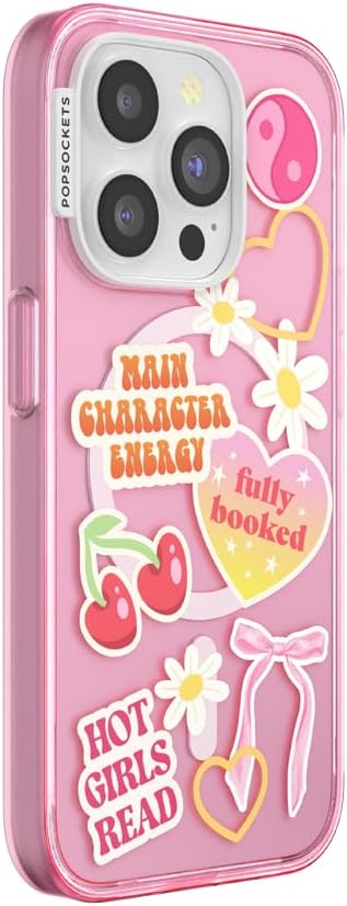 PopSockets iPhone 15 Pro Phone Case with MagSafe, Wireless Charging Compatible, Bookish - Spooky Book Club Clear