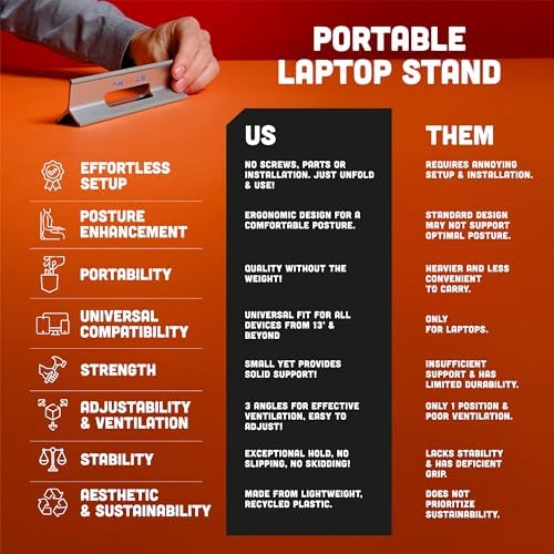 Steepy Portable Laptop Stand for Desk Adjustable Height, 13-17 Inch Devices