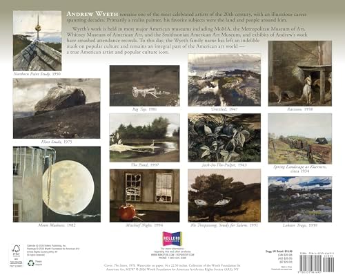 The Art of Andrew Wyeth 2027 Wall Calendar, 16-Month Fine Art & American Realism Painting Calendar, 15" x 12"