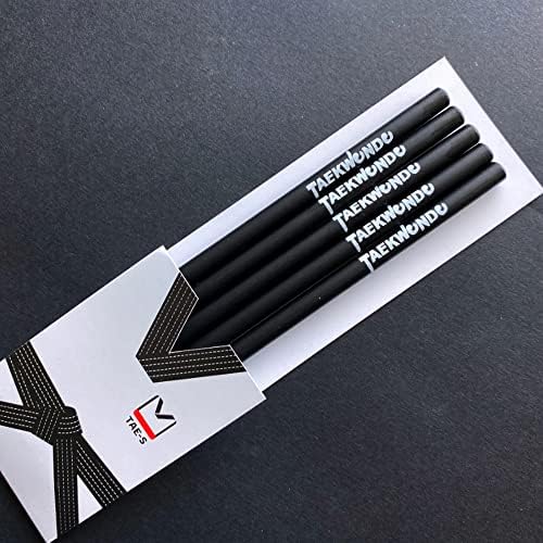 TAE-S Taekwondo Gift Pencils HB with Eraser & PVC Case, Black (30 Count)