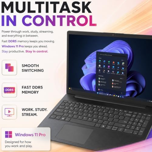 Lenovo V15 Ultra Slim College Student Laptop | 15.6" Anti-Glare FHD Display | Powerful Intel Quad-Core Processor | 8GB DDR5 RAM | 256GB SSD | Wi-Fi 6, Ethernet, HDMI, All-Day Battery | Windows 11 Pro