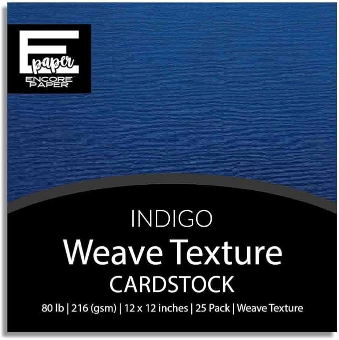 INDIGO—12x12 Textured Cardstock | 80lb Textured Blue Scrapbook Paper | Premium Cardstock for Cricut Cutting | 25 Sheets