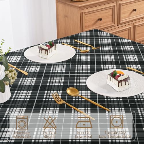 DWCN Checkered Tablecloth, 54 x 80 Inch, Rectangular, Black and White