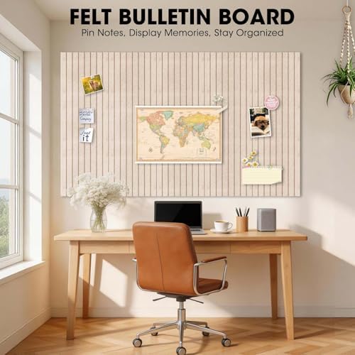 Large Cork Board for Walls 71" x 59",30 Pack 12"X12"Felt Bulletin Board Tiles with 240 Adhesive Tabs,Cork Board Alternative for Office Decor, Push Pin Board Wall Organizer-Oatmeal