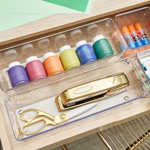 iDesign Plastic Drawer Organizer Bins, Set of 6, Clear