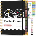 Teacher Planner 2026-2027, July 2026 - June 2027, Academic Weekly & Monthly Calendar Planner with Tabs, 8.5" x 11" A4 Teacher Lesson Plan Book with 7 Periods, Daily Agenda School Organizer for Teacher Student Homeschool, Black Background Pattern