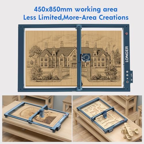 Longer Laser B1 20W Laser Engraver Cutter with Auto Air Assist, with Camera Kit, Auto Positioning & Capture, Y-Axis Extension,DIY Laser Engraver for Wood and Metal, Paper, Acrylic, Glass, Leather