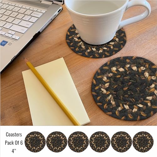 Homespice Kilimanjaro Jute Braided Coasters, Round 4" Set of 6
