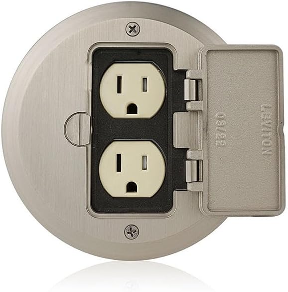 Leviton 15 Amp 1-Gang Floor Box Assembly, Commercial Grade, Tamper-Resistant, Self-Grounding, 25251-TFN