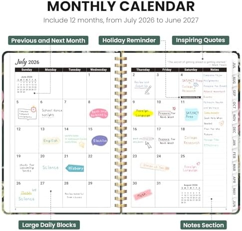 Large Planner 2026-2027, A4 (8.5" x 11") Hardcover Weekly & Monthly Planner July 2026 - June 2027 with Monthly Tabs, Academic Planner for School, Work and Office, Colorful Painting