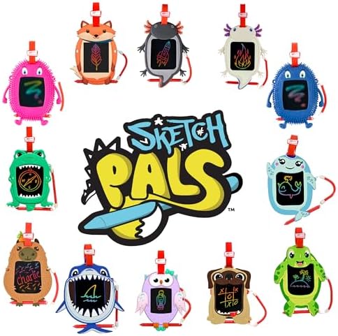 Boogie Board Sketch Pals Dazzle the Unicorn 4” LCD Writing Tablet for Kids – Reusable Mess-Free Drawing Pad with Tethered Stylus – Clip-On Travel Doodle Board Toy – Ages 3+