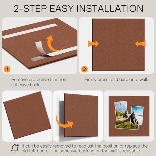 MaxGear Felt Bulletin Board 36" x 24", Chocolate Brown Felt Wall Tiles