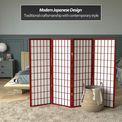 4 ft. Short Window Pane Shoji Screen - Rosewood - 4 Panels