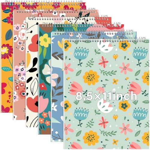 Maitys 6 Pcs Steno Spiral Notebooks, Multicolor, Flowers Style