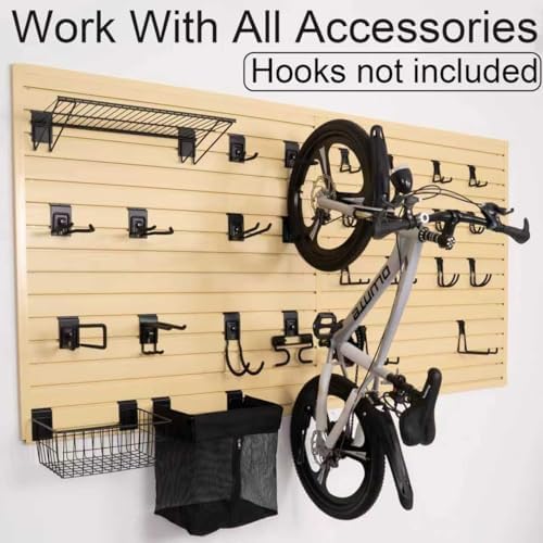 FRAYSCENT Slat Wall Paneling Garage Wall Organizer, Slatwall Panels Garage Tool Organizer Wall Mount Garage Slat Wall Storage Systems, Slat Board PVC Wall Panels Garage Storage (BEIGE, 8ftx4ft)
