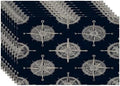 Batmerry Maritime Sailing Linen Placemats Set of 8, Oceanic Nautical Emblem Washable Table Mats for Kitchen Table Thickened Heat Insulation Dining Set Indoor Outdoor 12X18 in