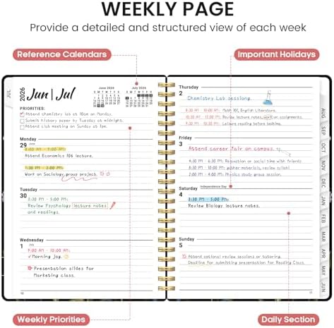 Planner 2026-2027, Jul 2026-Jun 2027 Academic Monthly & Weekly Planner | 8.5" x 11" Hardcover Pretty Calendar Planner for Women, Spiral Organizer for School Office Home Supplies, Peony Bloom