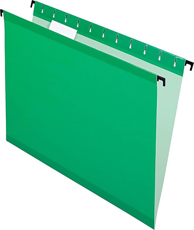 Pendaflex SureHook Reinforced Hanging Folders, Legal Size, Bright Green, 1/5 Cut, 20/BX (6153 1/5 BGR)