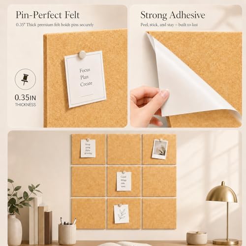 Felt Bulletin Board Tiles, Large Cork Board Alternative,24 x 36 in
