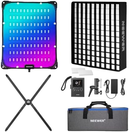 NEEWER 115W Flexible LED Video Light, Studio RGB Panel Light Mat Kit with Softbox APP/2.4G/DMX Control 2500K-10000K 14700lx/0.5m CRI96+, Key Lighting for Photography Streaming Video Recording, FL100C