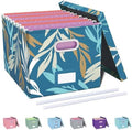 Oterri File Organizer with Lid, File Box, File Cabinet for Letter File Folder Storage, Hanging File Organizer for Office/Decor/Home,Document Organizer, 1 Pack,Leaf Blue-Box Only