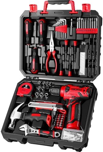 DEKOPRO Drill Set: 8V Cordless Drill, Home Tool Kit with 126 Piece Set