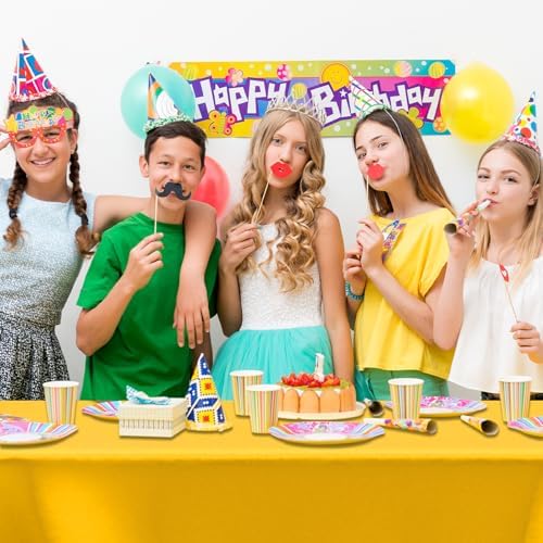 CXPSINC 54 Inch X 300 Feet Plastic Table Cover Roll Disposable Tablecloth with Slide Cutter for All Type/Shape Tables | Party, Banquet, Birthdays, Weddings(Yellow, 300 Feet)