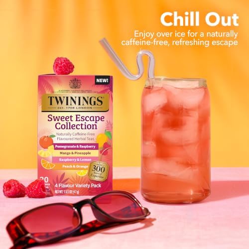 Twinings Sweet Escape Fruity Herbal Tea Variety, 20 Count, Pack of 6