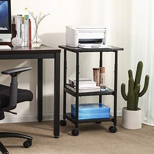 VASAGLE 3-Tier Printer Stand with Locking Wheels, Under Desk Printer Table