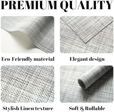 Placemats Set of 12 Vinyl/Plastic Woven Place Mats for Kitchen Table Indoor/Outdoor Washable Placemat Wipeable Dining Table Mats (Grey,12)