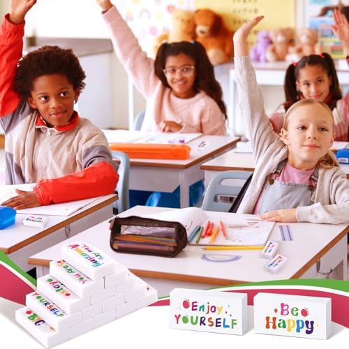 50 Pcs Back to School Inspirational Pencil Erasers for Kids Bulk